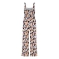 thumbnail image 4 of Women Floral Wide Leg Jumpsuit Sleeveless Square Neck Smocked Casual Summer Outfit, 4 of 7