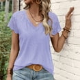 thumbnail image 5 of Timegard Womens Tops Eyelet Lace Cap Sleeve V Neck Comfy Tee Shirts Casual Tunic Tops Summer Fashion, 5 of 6