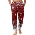 thumbnail image 2 of Domuza Men's Christmas Pajamas Pants Soft Comfortable Elastic Drawstring Jogger Pj Pants Casual Lightweight Loose Fit Lounge Sleepwear with Pockets Wine 3XL, 2 of 7