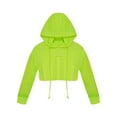 thumbnail image 3 of Zaldita Kids Girls Long Sleeve Cropped Hoodie Mesh Hooded Pullover Modern Jazz Street Dance Tops Fluorescent Green 6, 3 of 7
