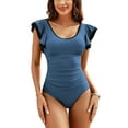 thumbnail image 1 of BEAUTYIN One Piece Swimsuit Women V Neck Backless Ruched Tummy Control Monokini Swimwear, 1 of 6