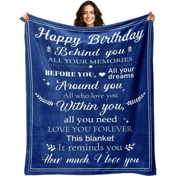 Birthday Gifts for Women Men - Gifts for Woman Bday Unique - Happy Birthday Decorations for Woman - Womens Birth Day Presents - Birth Day Blankets for Wife Mom Dad Grandma - Bday Blanket 50''x60''
