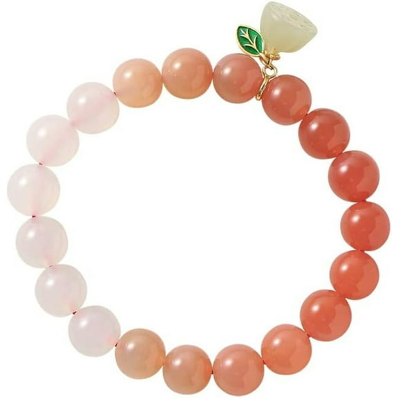 14k Gold Jade Bead Bracelet, Gradient Color Agate Bracelet, Beautiful Jewelry Gift for Mother, Wife