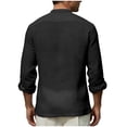 thumbnail image 4 of Cotton Linen Henley T-Shirt MenSolid Color Cute Long Sleeve Hippie Casual Loose Fit Beach T-Shirts 2026, 4 of 4