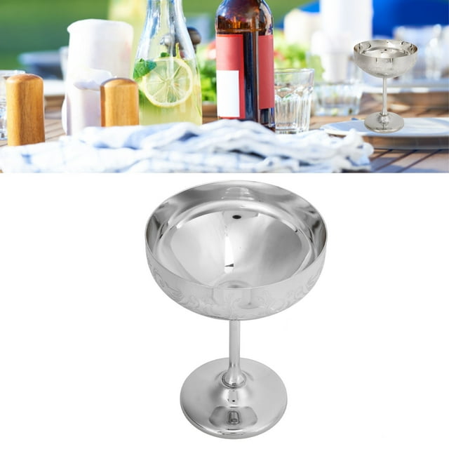 Copa de Champán de Metal, Copa de Acero inoxidable Grabada para Bar, Fiesta, Copa de Vino, Tazas Decorativas para Entretenimiento al Aire Libre