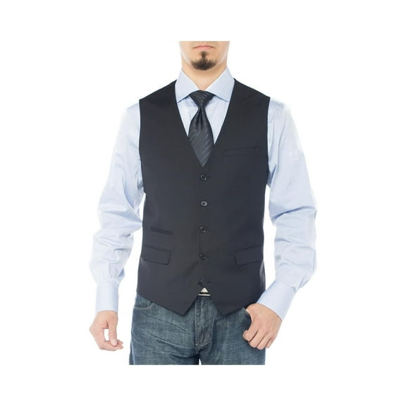 GN GIORGIO NAPOLI Men's Modern Fit Vest Dress Suits Waistcoat for Suit Tuxedo Black