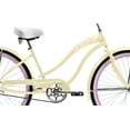 thumbnail image 4 of Wonder Wheels 26 In. Beach Cruiser Coaster Brake Single Speed Bicycle, Bike, Stainless Steel Spokes One Piece Crank Alloy Pink Rims 36 H With Fenders - Vanilla & Pink, 4 of 9