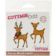CottageCutz Die W/Foam 4"X4"-Deer W/Wreath Made Easy