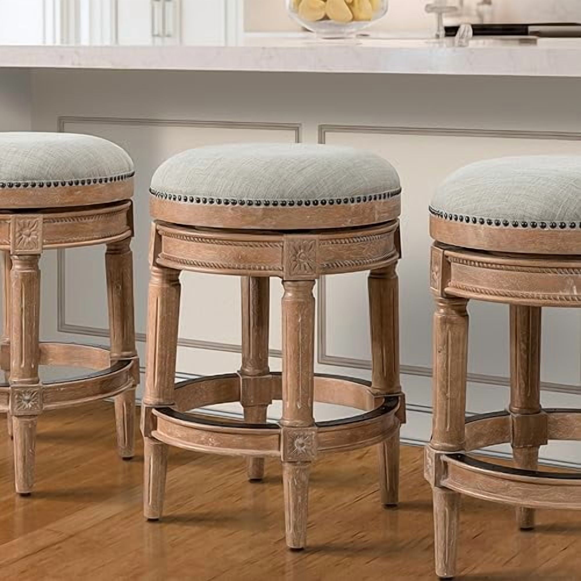 Chapman 26"H Counter-Height Backless Swivel Bar Stool, Weathered Natural