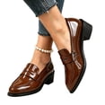 thumbnail image 6 of Busydd Womens Loafers Fashion Glossy Chunky Block Heel Dress Shoes Casual Comfortable Closed Toe Solid Color Slip On Shoes, 6 of 7