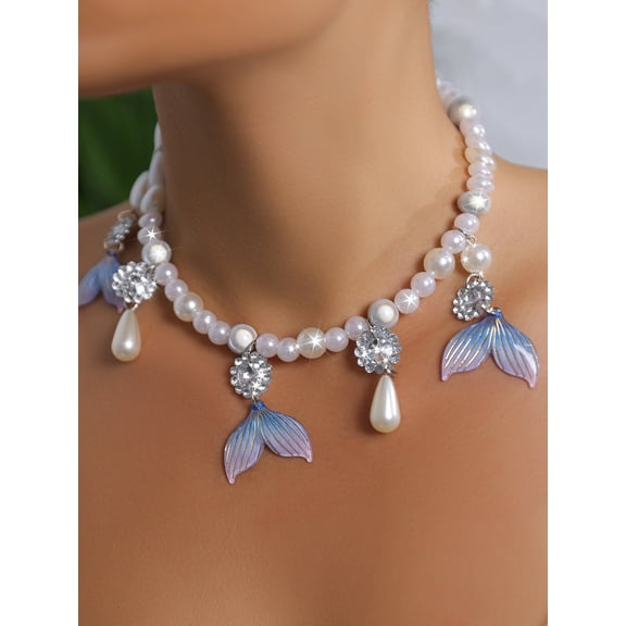 Women's Pearl Necklaces for Every Occasion, Lucky Mermaid Tail, Diamond Luxury Pearl Necklace