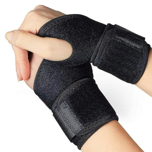 Muñequera atlética ajustable para hombres y mujeres, soporte para túnel carpiano, tendinitis, levantamiento de pesas, (negro / 1 par) Feliz Sencillez