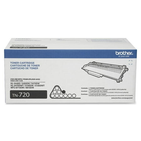 Brother Genuine Standard Yield Toner Cartridge, TN720, Replacement Black Toner, Page Yield Up To 3,000 Pages
