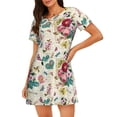 thumbnail image 1 of Disketp Bird Butterfly Rose para Camisón Corto de Manga Corta para Mujeres, Camisón Cómodo con Escote Redondo, Bonito y Confortable, 1 of 6