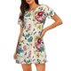 thumbnail image 1 of Easygdp Bird Butterfly Rose Camisón de manga corta para mujer, informal, estampado, 1 of 6