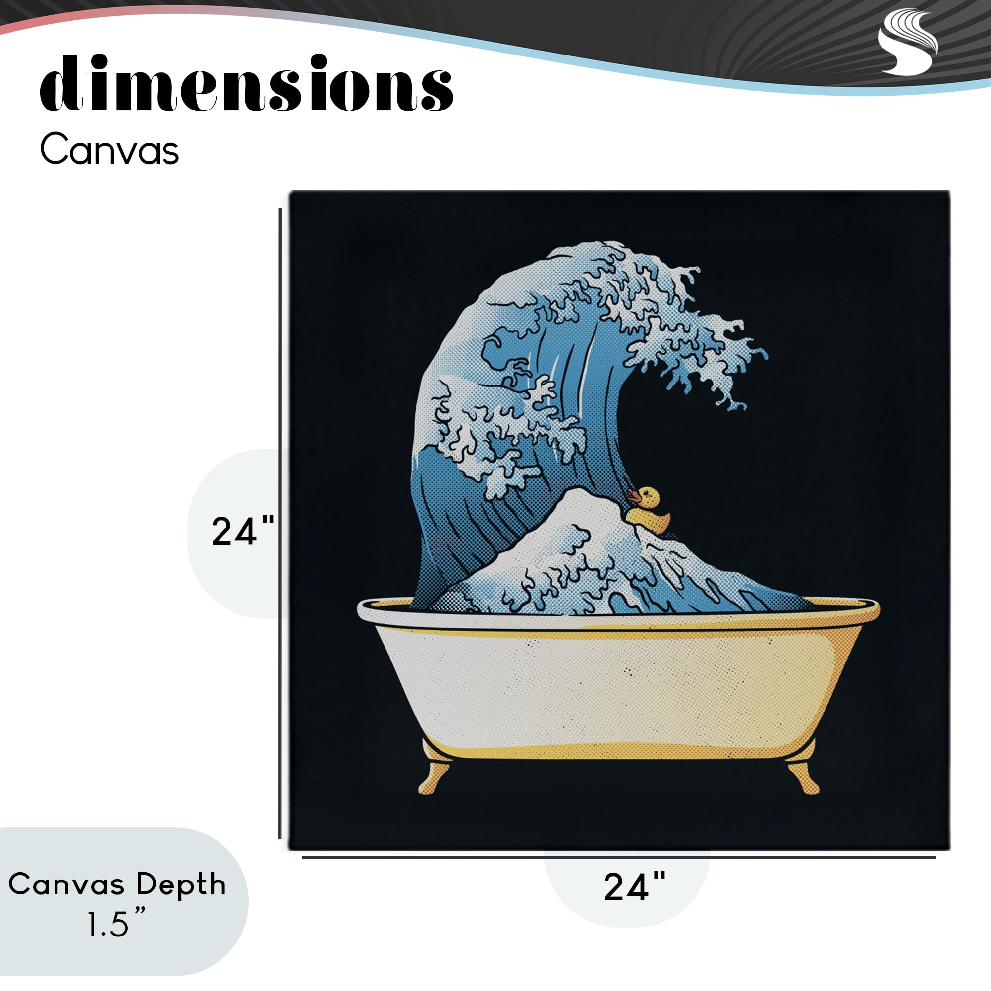 Stupell Industries Bathtub with Kanagawa Wave Canvas Wall Art, design by Tobe Fonseca
