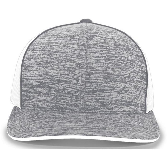 Aggressive Heather Trucker Snapback Cap, Graphite Heather & White - One Size