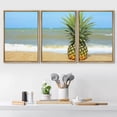 thumbnail image 2 of wall26 - 3 Piece Framed Canvas Wall Art - Pineapple on The Beach with Blue Sky - Modern Home Art Stretched and Framed Ready to Hang - 16"x24"x3 NATURAL, 2 of 5