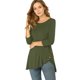 thumbnail image 1 of Blusas de túnica elástica casual con cuello redondo y manga 3/4 para mujer Ejercito Verde XS, 1 of 6