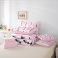 thumbnail image 6 of Manfei Pink Lines Print 7 Pieces Full Size Bedding Sets,Cute Coquette Bow Full Size Bed in a Bag,Pink Reversible, 6 of 7