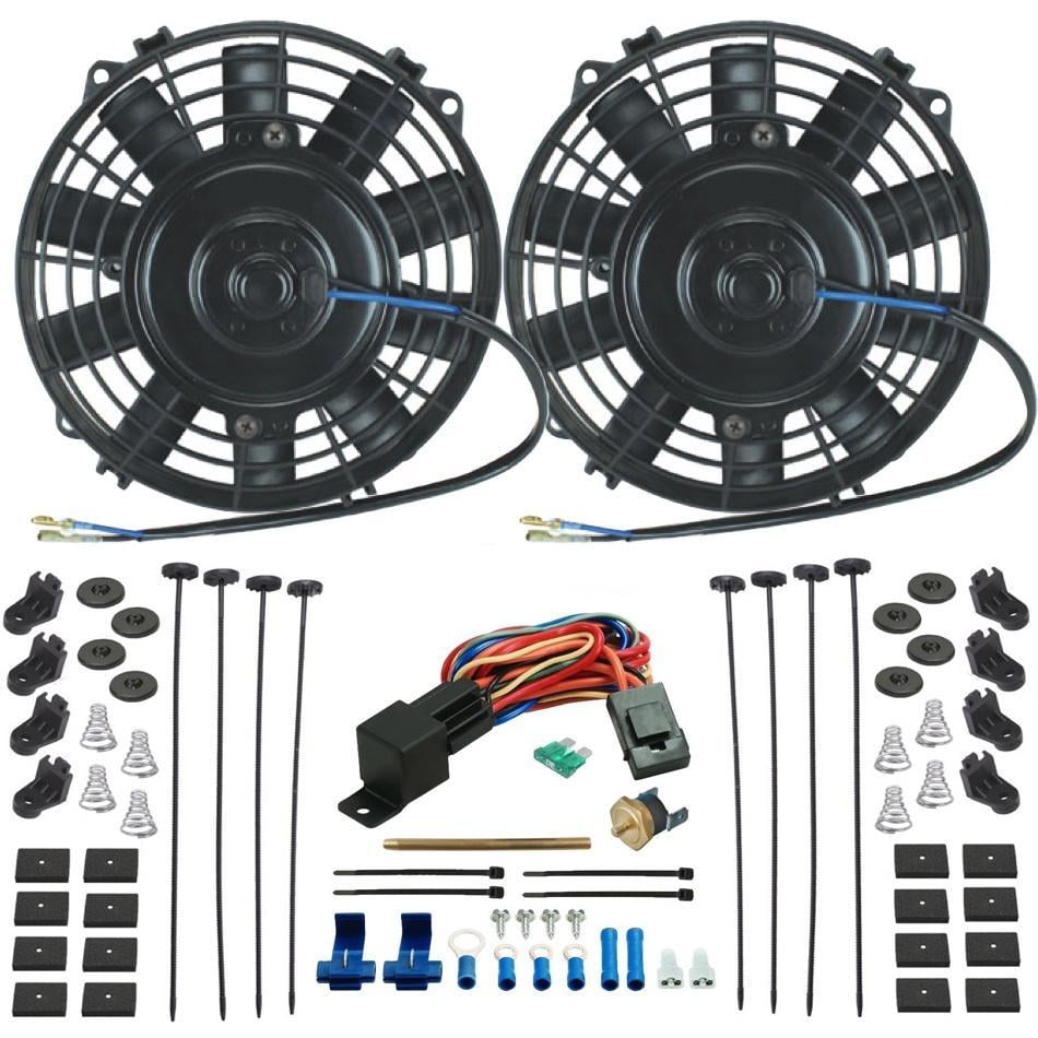 DUAL 6" INCH ELECTRIC RADIATOR FANS PUSHIN PROBE THERMOSTAT FAN SWITCH