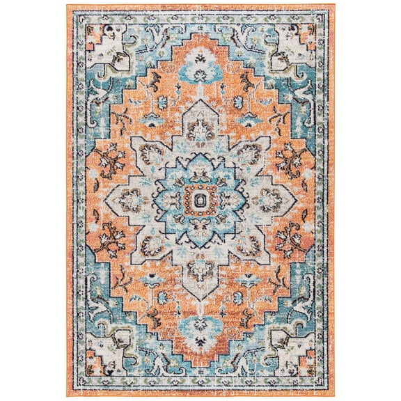 SAFAVIEH Madison Dalia Oriental Area Rug, Orange/Teal, 4' x 6'