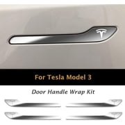 IPG لـ Tesla Model 3 / Model Y Door Handle ملصق لصائق ( مجموعة من 4 ) مع شعار Tesla ( Chrome الفضي )