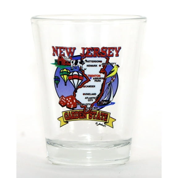 New Jersey State Elements Map shot glass