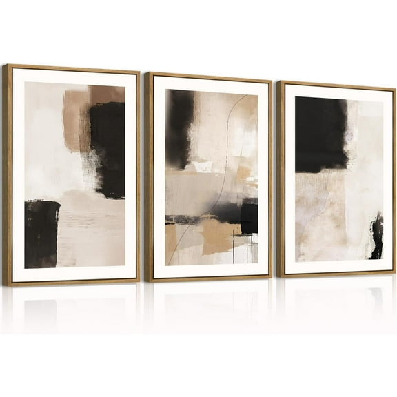 FCCUYE Boho Wall Art Large Neutral Wall Decor Abstract Line Painting for Living Room Bedroom Office 16x24 Inch Set of 3