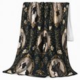 thumbnail image 2 of Vintage French Bulldog Cameo Portrait Botanical, Festive Festive Scene, Warm Flannel Blanket for Living Room and Bedroom, Dog Lovers Christmas Gift, Festive Home Decor, 2 of 9
