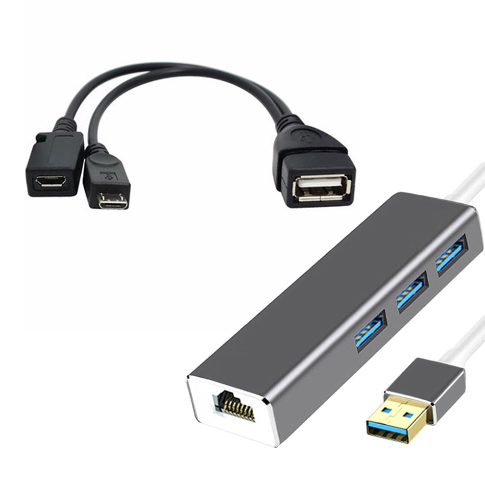 2021 Newest 3 PORT USB HUB LAN Connector & OTG Adapter For