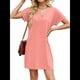 thumbnail image 1 of Vestidos Playeros de Verano para Mujer, con Cuello en V y Corta, Informales, Holgados, Tipo Túnica, para 2025. Rosa M, 1 of 7