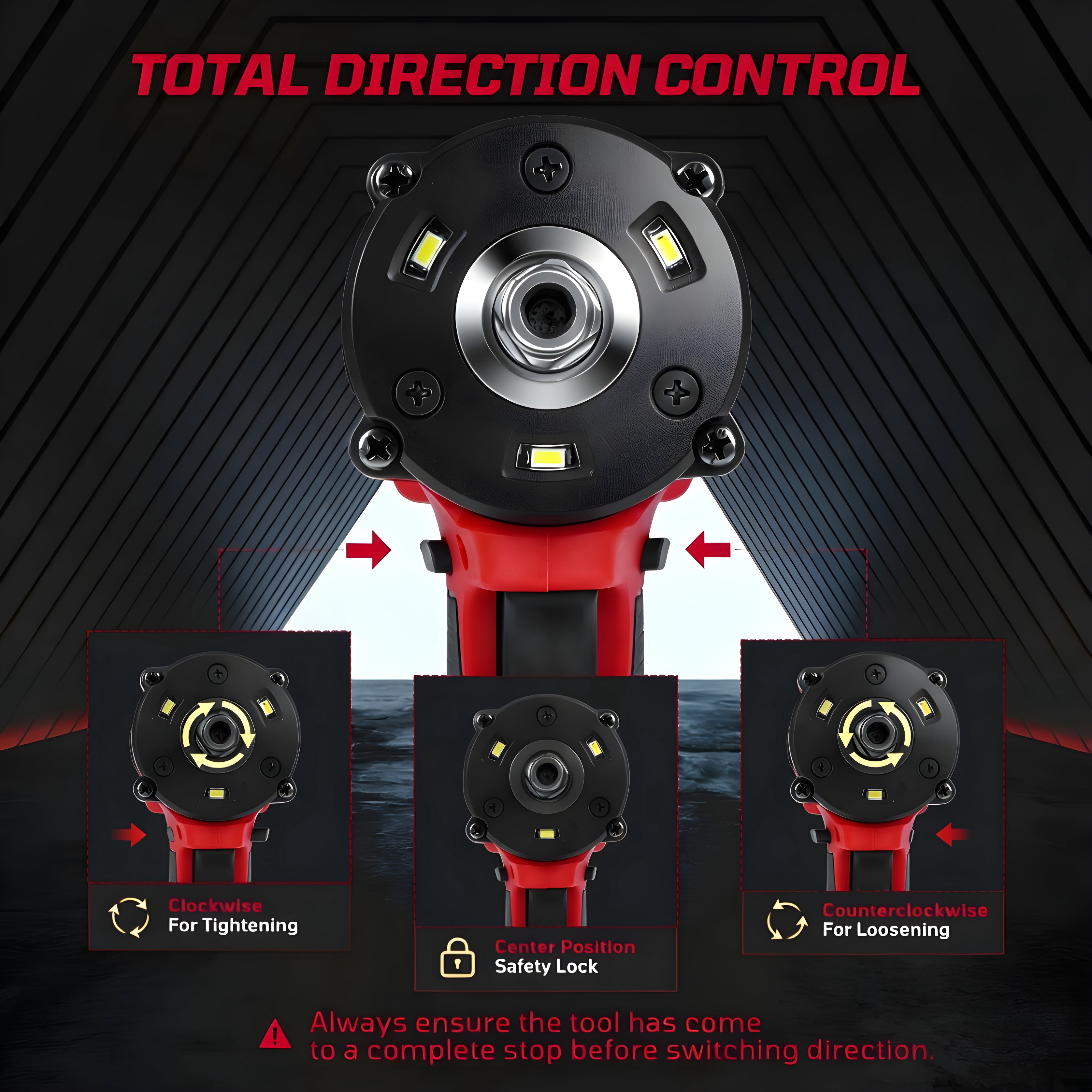 ELECMAPS 3-in-1 Cordless Impact Wrench 1/2 Inch, Brushless 450N.m, 3-Speed, Compatible with Milwaukee M18 Batteries, Set with 6 Magnetic Phillips Bits, Bare Tool Only
