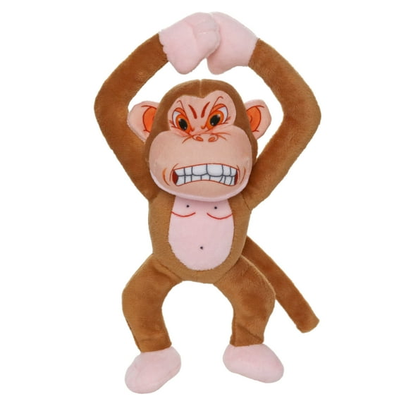 Mighty Junior Angry Animals Monkey Durable Squeaky Plush Dog Toy