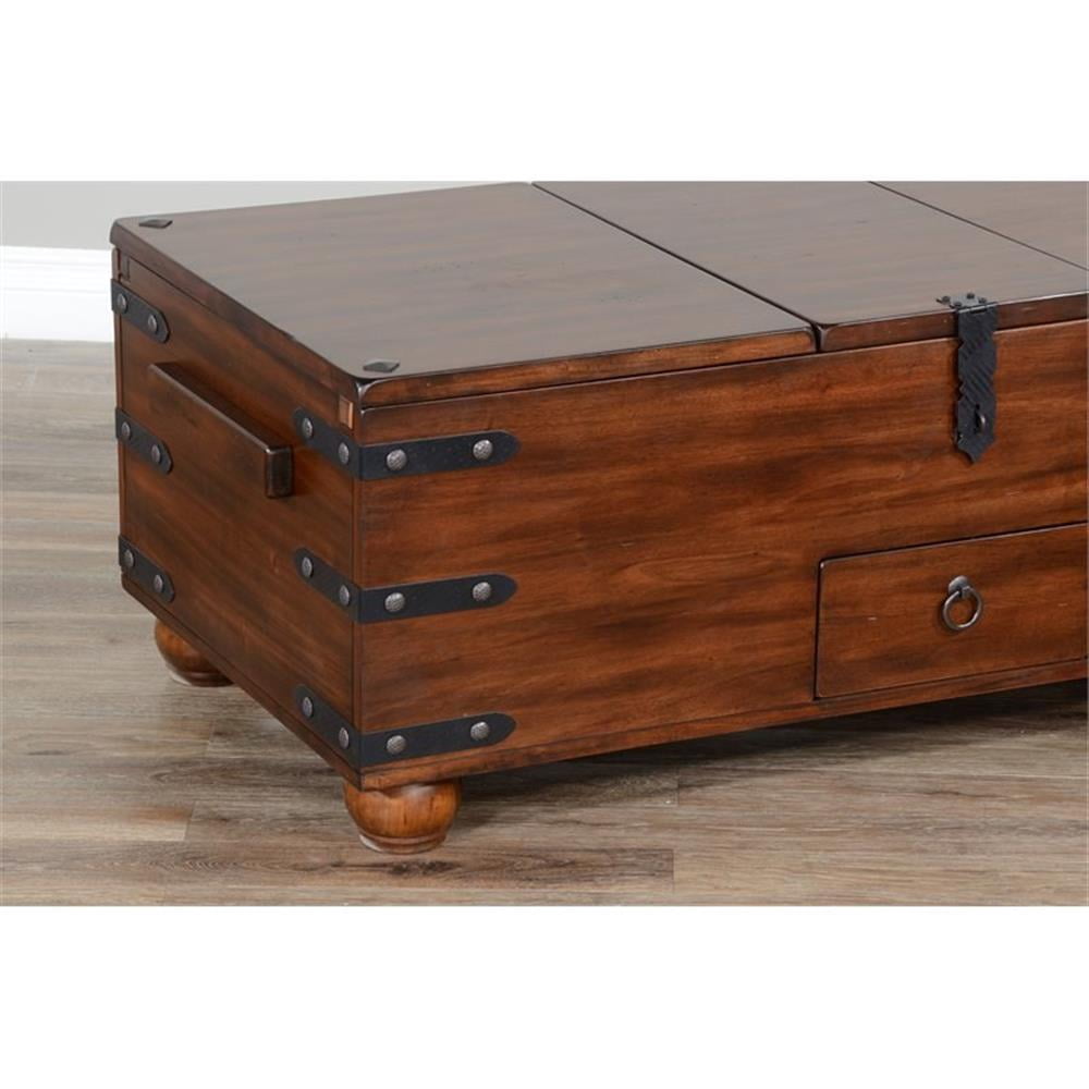 Sunny Designs Santa Fe 48" Traditional Wood Trunk Coffee Table in Dark Chocolate