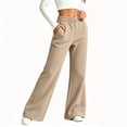 thumbnail image 6 of CBASIHI Girls Cotton Flare Sweatpants with Pockets Elastic Waist High Waist Yoga Casual Stretchy Wide Leg Workout Pants Khaki 8 T, 6 of 9