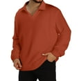 thumbnail image 2 of Havenx Mens Knit Polo Shirts V Neck Long Sleeve Stretch Knitted Polo Sweater 2025 Casual Pullover Fall Sweaters,Ginger 2XL, 2 of 8