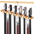 thumbnail image 1 of Colgador De Cinturón Para Armario Max 42 Cinturones Organizador De Cinturón De Montaje En Pared 2 En 1 Con Ganchos Giratorios 360 Corbata De Madera Y Estante Para Cinturón Para Accesorios De Armario O, 1 of 5