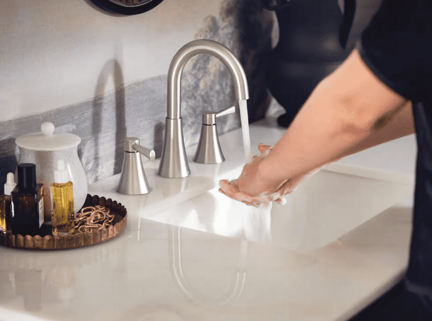 MOEN 84023SRN Ronan 8 in. Widespread 2-Handle Bathroom Faucet in Spot Resist Brushed Nickel (Valve Included)