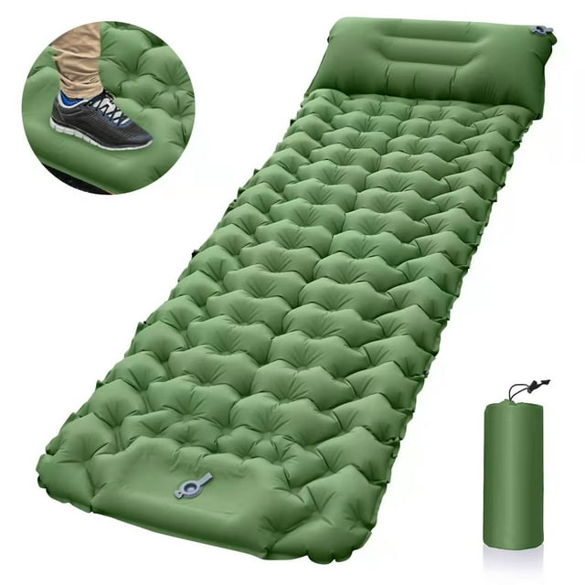 Matelas de Couchage - Matelas de Couchage Gonflable Ultraléger, Idéal pour le Camping, la Randonnée - Matelas Gonflable, Sac de Transport - Matelas Pneumatique Compact et Léger-Vert