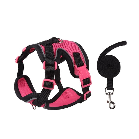 Small Pet Harness Leash Set Escape-Proof Vest for Puppies & Kittens, Adjustable Cat Walking Kit, Soft Breathable Mesh, Chest 12-16 Inches
