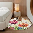 thumbnail image 2 of Round Rugs 3Ft, Spring Floral Round Area Rug Washable Indoor Throw Carpet, Summer Tulip Elegant Botanical Butterfly Small Non Slip Circle Rug for Bedroom Living Room Home Decor Aesthetic, 2 of 8