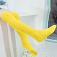 thumbnail image 5 of Girls Winter Cozy Cable Knit Long Socks Over The Knee High Boot Socks Warmers Stretchy Socks Yellow 3 years, 5 of 5