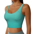 thumbnail image 2 of Balery Turquoise Glitter Sujetadores deportivos con espalda cruzada para mujer, acolchados, sin costuras, de alto impacto, ideales para yoga, gimnasio, entrenamiento y fitness.-XX-Large, 2 of 8