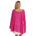 thumbnail image 4 of Nyeemya Women's Sheer Chiffon Bolero Shrug Wedding Party Capes Shawl Wraps for Bridesmaid Dress Cover Up Hot Pink One Size, 4 of 7