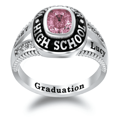 High School Graduation Class Rings, Customizable 316L Stainless Steel & Silver Class Ring with Birthstone, 2026 High School College Graduation Jewelry Mementos for Men & Women