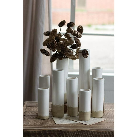 Kalalou Inc Set Of Nine White Ceramic Cylinder Bud Vases