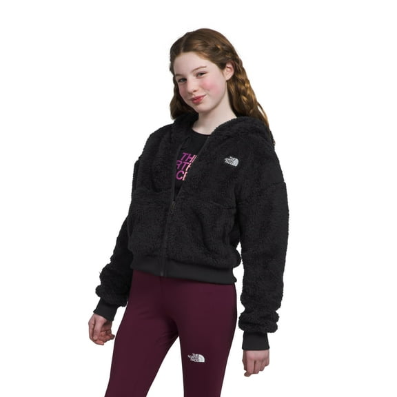 THE NORTH FACE Girls' Oso Fleece Full-Zip Hooded Jacket, TNF Black 3, X-Small