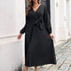 thumbnail image 2 of Vestidos Para Mujer Vestido Maxi Otoño E Invierno Moda Color Sólido Cruzado Con Cuello en V Vestido Plisado Falda Larga Odeerbi ODB158964, 2 of 5