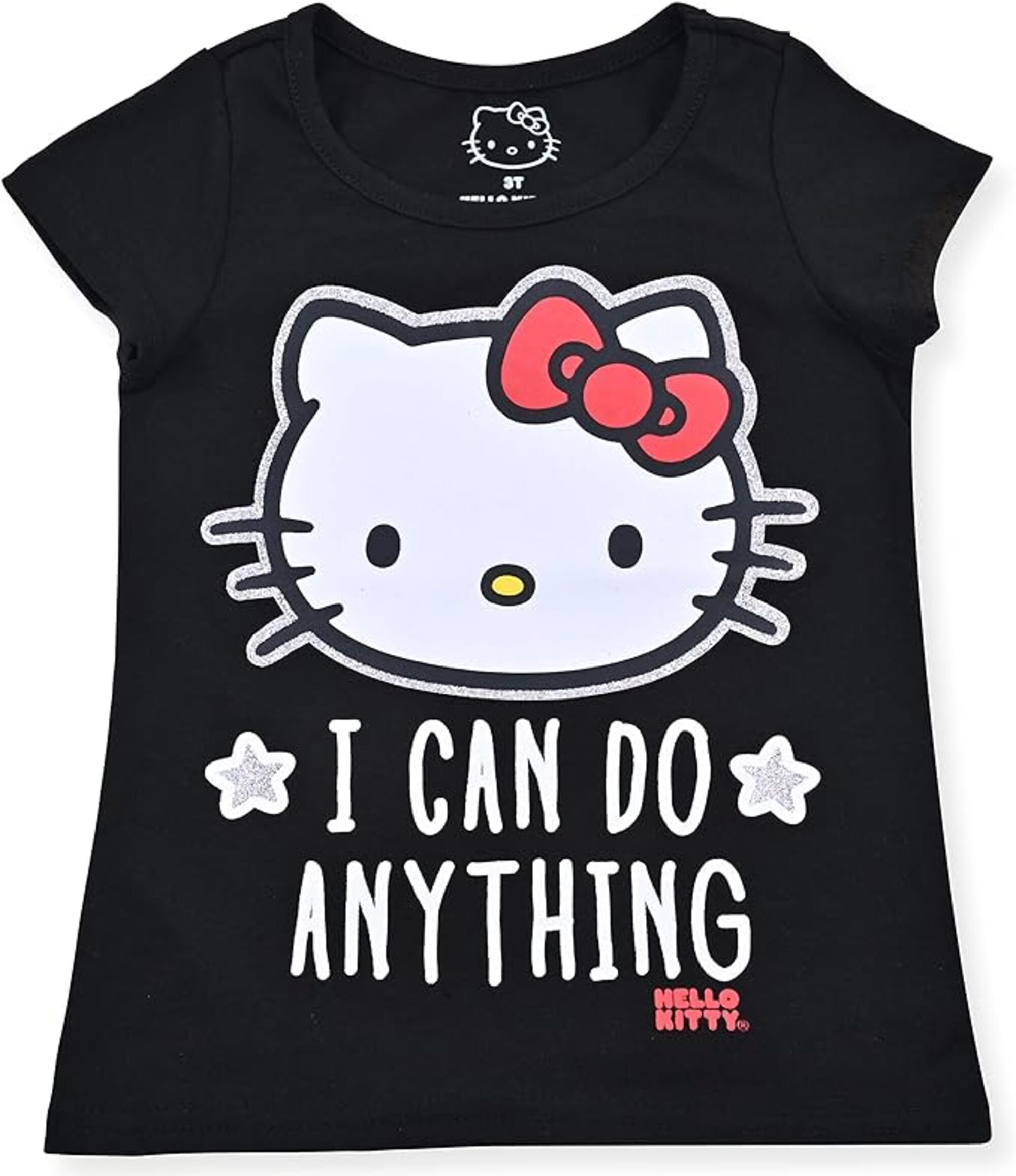 Hello Kitty Girls 3 Pack Short Sleeve T-Shirt - Grey/Black/Red